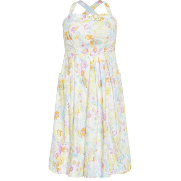 NWT City Chic White Floral Sweetheart Pleat Front Midi Dress 24 - Picture 7 of 12